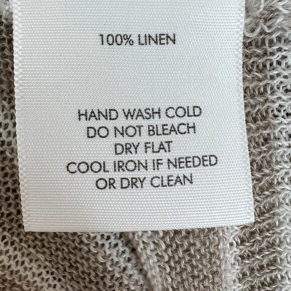 White + Warren Tan White Striped Linen Long Sleeve Round Neck Tunic Size XS - Picture 9 of 10